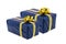 Giftbox couple blue festive decor foundation golden bow ribbon christmas white background