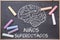 Gifted Children words written in Spanish and education concept on a blackboard in a classroom. Brain drawing and colored chalk