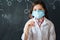 Gifted little girl enjoying medical tasks at school