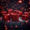 Gifting elegance Many red gift boxes sparkle on dark bokeh