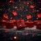 Gifting elegance Many red gift boxes sparkle on dark bokeh