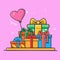 Gifts boxes and love balloon colors vector