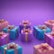 Gifts on gradient backdrop ideal for Christmas or birthday