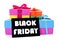 Gifts and a signboard with the text black friday