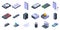 Gigabyte icons set isometric vector. Big data