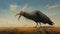 Gigantic Black Bird In The Desert Realistic Fantasy Artwork