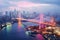 A gigantic bridge gracefully stretches over a colossal expanse of water, View of Tokyo Bay, Rainbow Bridge, and Tokyo Tower