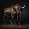 Gigantic Bull On Black Background - Ingrid Baars Style