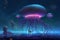 Gigantic extraterrestrial creature exploring the depths of a neon - lit alien ocean illustration generative ai