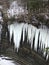 Gigantic gorge rock wall icicles Taughannock Falls State Park NYS