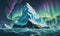 Gigantic Iceberg Afloat: Superbly Detailed with Aurora Australis Illumination