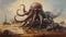 Gigantic Post-apocalyptic Octopus Oil Painting In Saudi Arabia