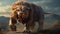 Gigantic Prehistoric Lion In Action: Photorealistic Aztec Scaley Rat Hero Beast