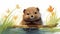 Gigantic Scale Beaver Cub Illustration With Realistic Brushwork