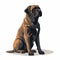 Gigantic Scale Dog Sitting Vector Illustration With Byzantine-style Iconography