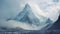 Gigantic Scale Mountain: Conceptual Digital Art With Snowy Landscape