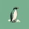 Gigantic Scale Penguin Art: Detailed Illustration On Cloudy Background