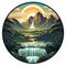 Gigantic Scale Visionary Art: Idyllic Landscape With Mountains And Waterfall