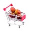 Gigantic sugar plums in shopping cart