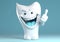 Gigantic Tooth Cartoon Character Giving a Thumbs Up in Realistic and Aquamarine Style for Dental Marketing.