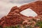 Gigantic windows made by Nature in sandstone rock in Arches National Park near Moab, Utah