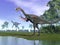 Gigantoraptor dinosaurs in nature - 3D render