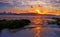 Gijon skyline sunset in San Lorenzo beach Asturias