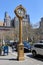 A gilded cast-iron street clock at 200 Fifth Av in NYC