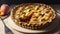 Gilded Delicacy Commemorating National Peach Pie Day with an Exquisite Oil Painting.AI Generated