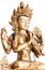 Gilded form of Avalokiteshvara made of metal on white background