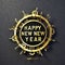 Gilded New Year Celebration Shimmering Sign and Festive Elements Happy New Year