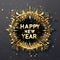 Gilded New Year Celebration Shimmering Sign and Festive Elements Happy New Year