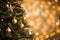 Gilded Radiance Christmas Tree Background with Gold Blurred Light, Illuminating the Festive Spirit, created with Generative AI