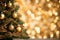 Gilded Radiance Christmas Tree Background with Gold Blurred Light, Illuminating the Festive Spirit, created with Generative AI