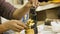 Gilded statues of Buddha in the workshop