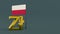 Gilded zloty symbol in front of the flag of Poland on a neutral gray background with space for text and logo. Finance concept.