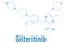 Gilteritinib cancer drug molecule, kinase inhibitor. Skeletal formula.