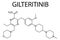 Gilteritinib molecule. Skeletal formula.