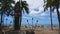 Gimbal shot of the duke kahanamoku statue in waikiki