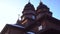 Gimbal Shot of Old wooden building of the Holy Prophet Elijah Monastery in the Carpathian village of Yaremche in Ukraine