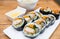 Gimbap Kimbap Korean dish is a popular take-out food in South Korea and abroad