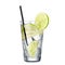 Gin and tonic with lime isolated on white background