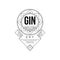 Gin vintage label design, alcohol industry monochrome badge vector Illustration on a white background