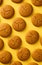 ginger biscuits on orange background, top view, vertical photo