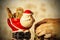 Ginger bread cookies inside a santa claus porcelain pot