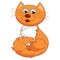 Ginger cartoon kitty, vector illustration of funny