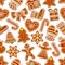 Ginger cookie Christmas dessert seamless pattern