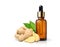Ginger essential oil extract with rhizome sliced