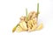 The ginger and ginger flower white background Ginger is an annual plant. With underground rhizomes The outer shell is yellowish