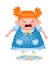 Ginger Girl Crying, Vector Illustration On White Bbackground